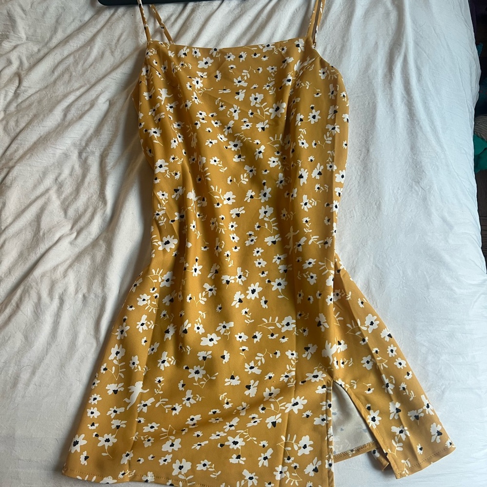 Princess Polly Floral Mustard Yellow Sundress
